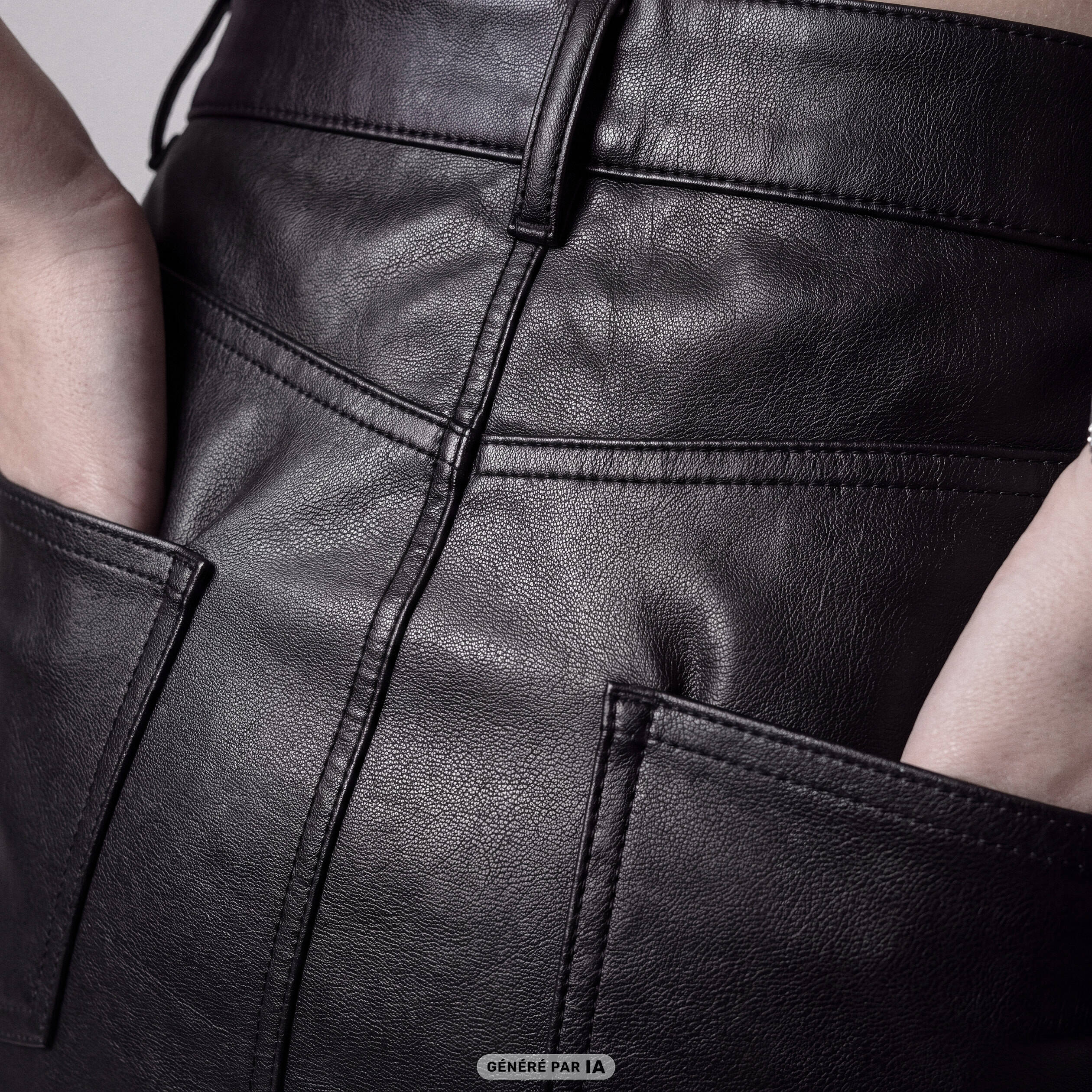Jupe-short en similicuir noir