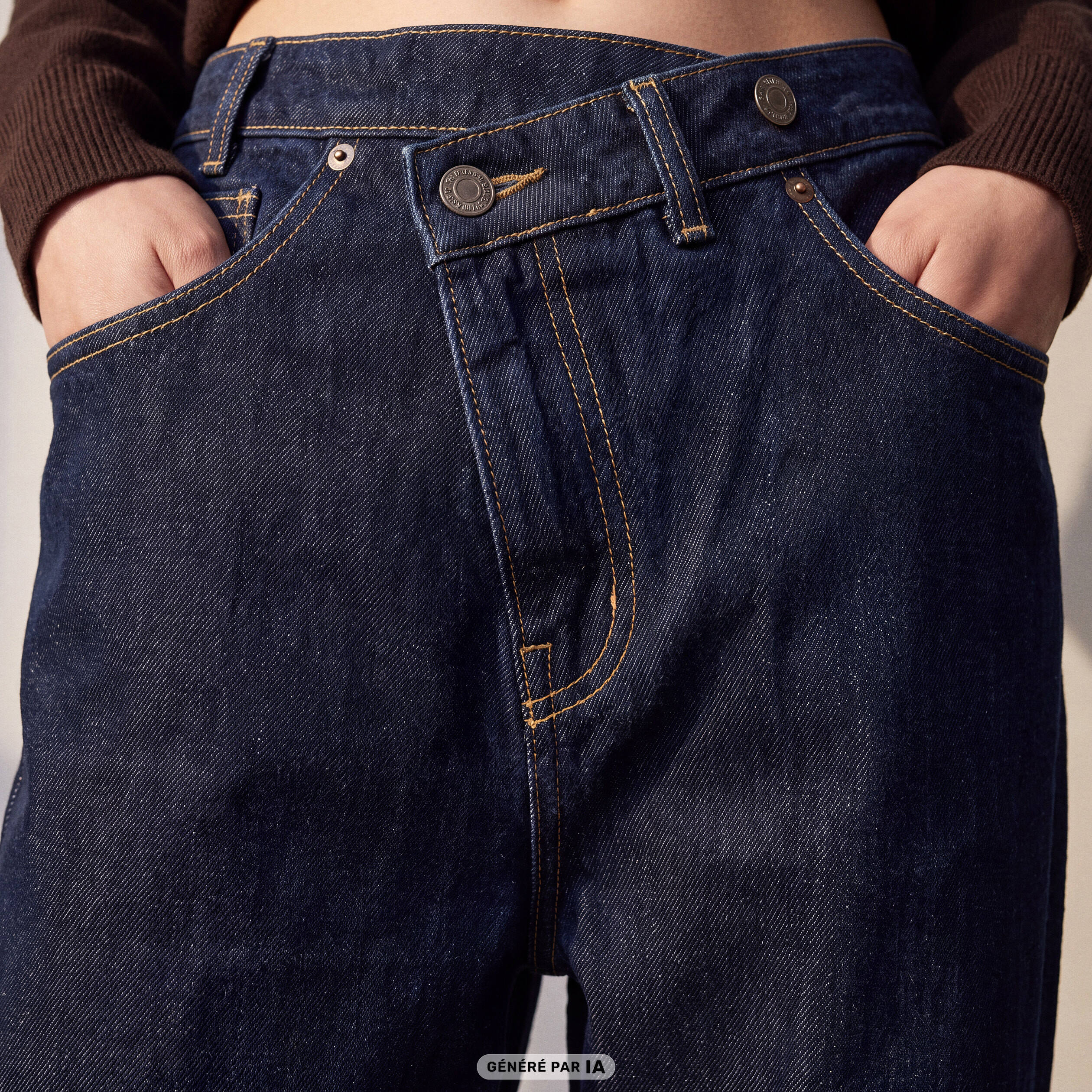 Jean Lenny wide leg taille standard denim brut