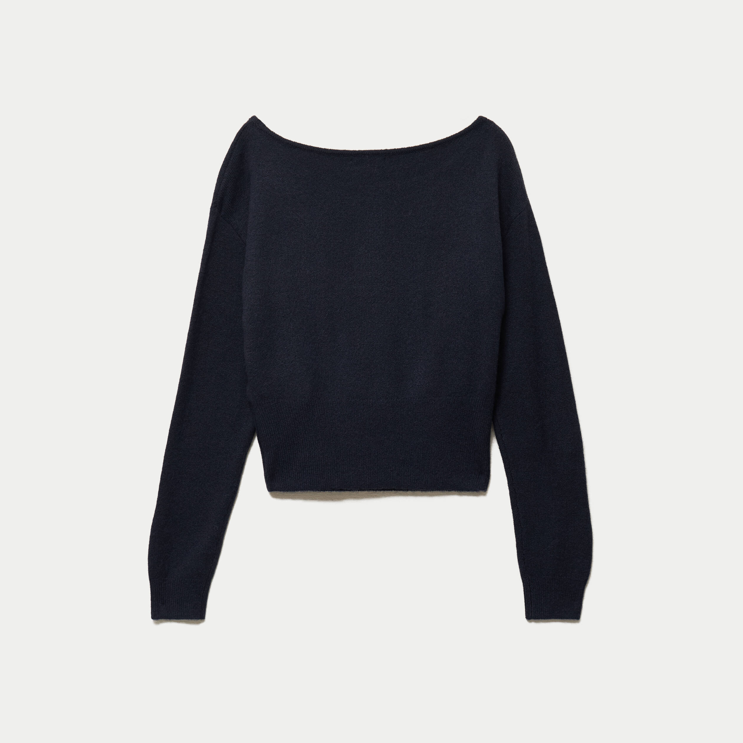 Pull col bateau manches longues strass bleu marine