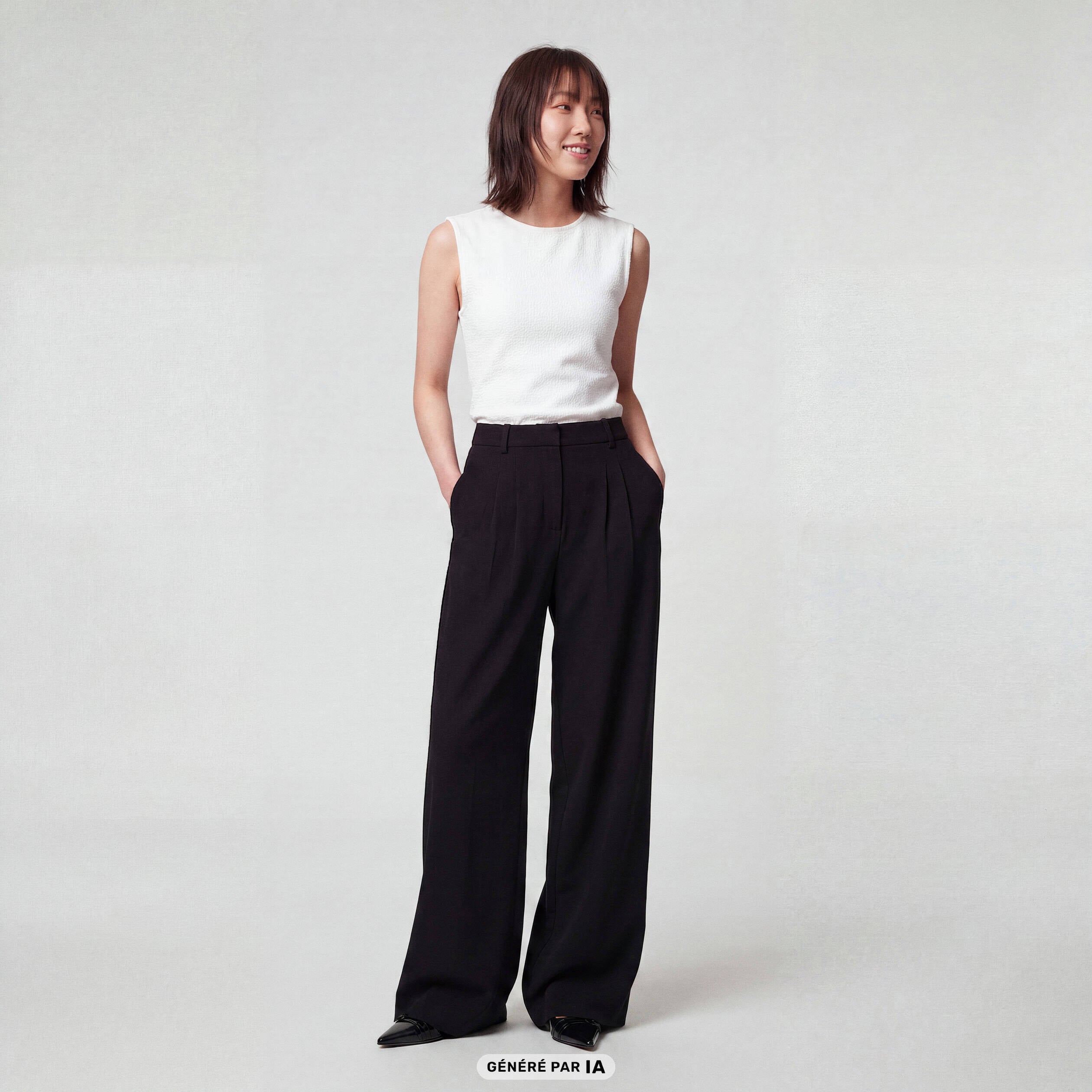 Pantalon flare stretch taille standard noir