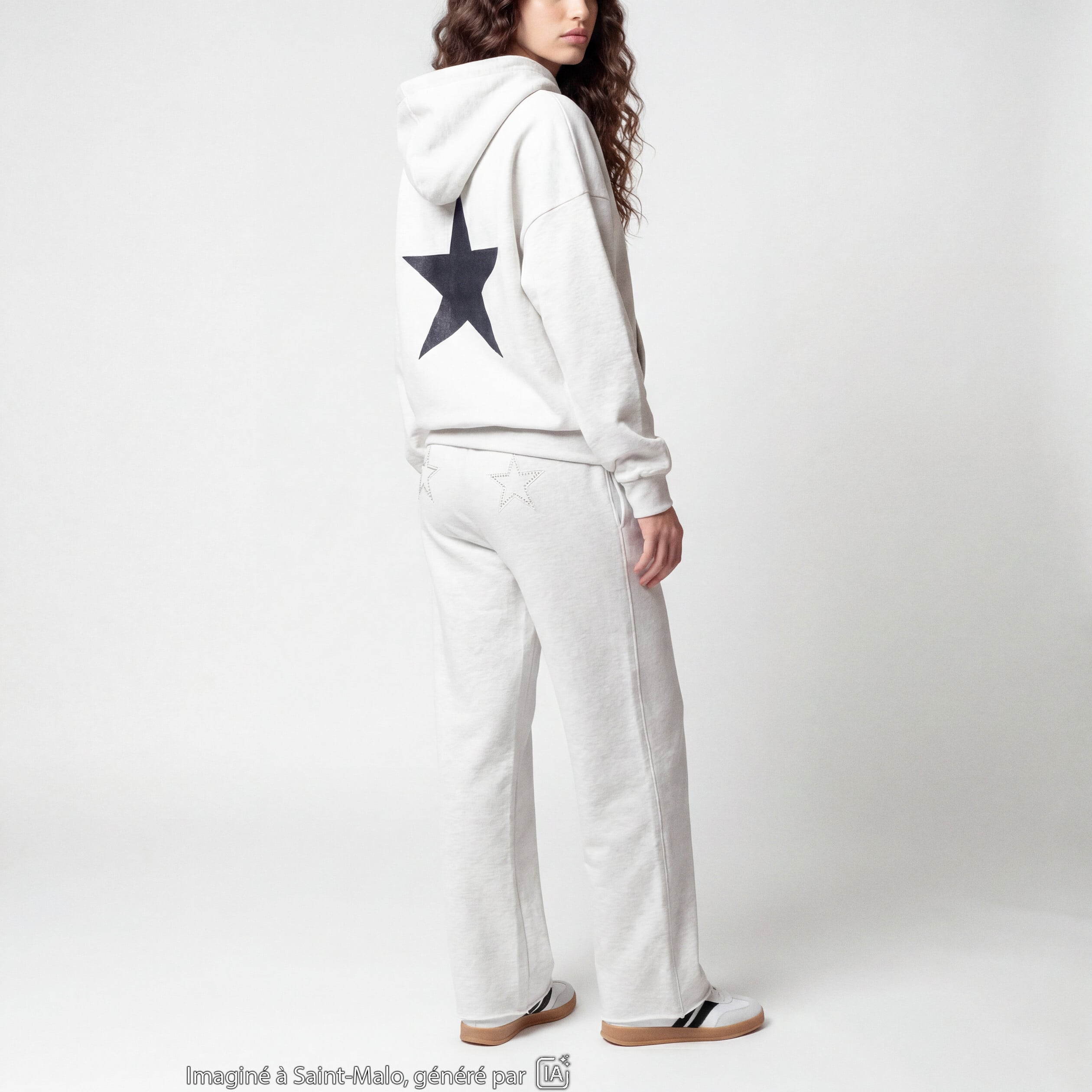 Jogging large en maille ecru