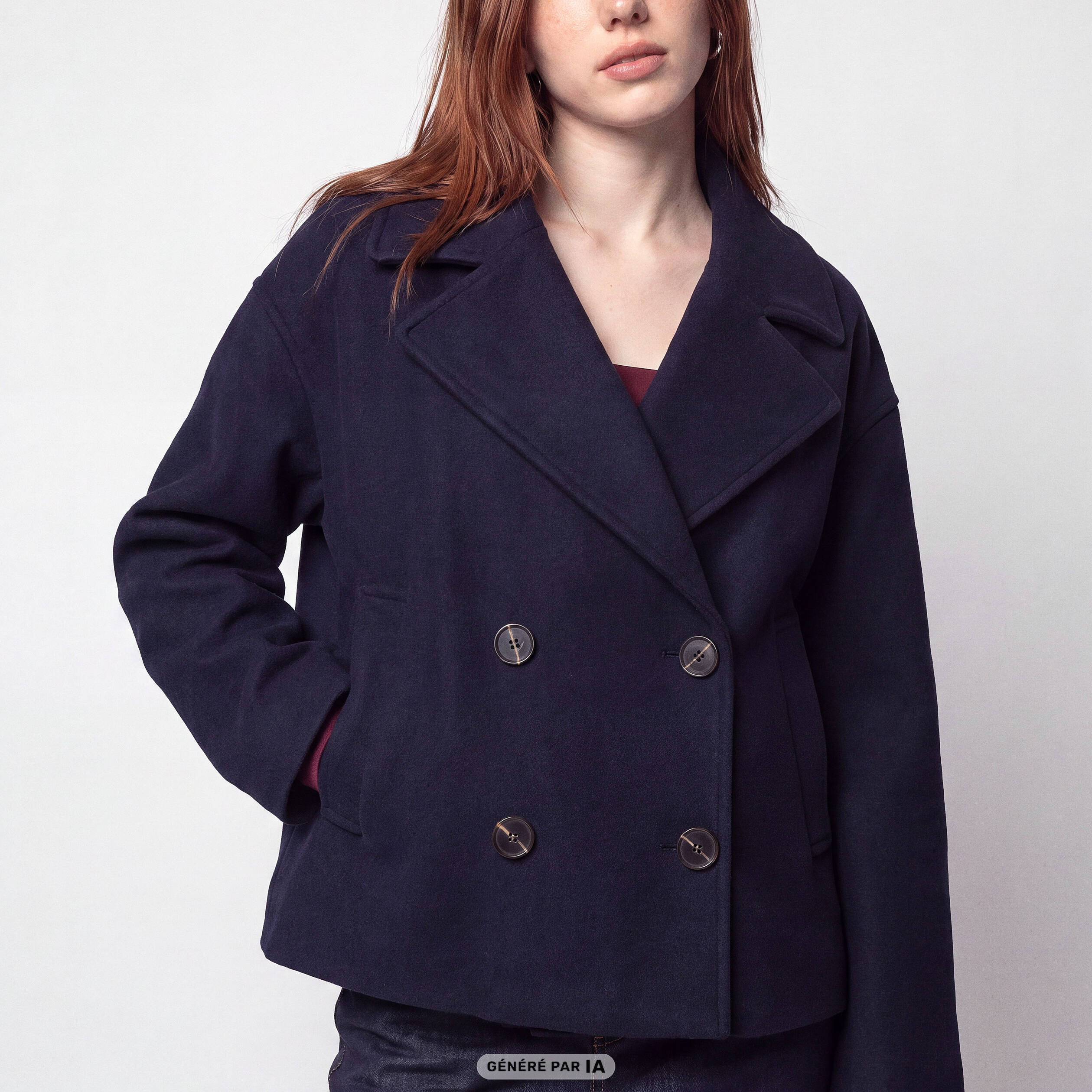 Caban droit bleu marine