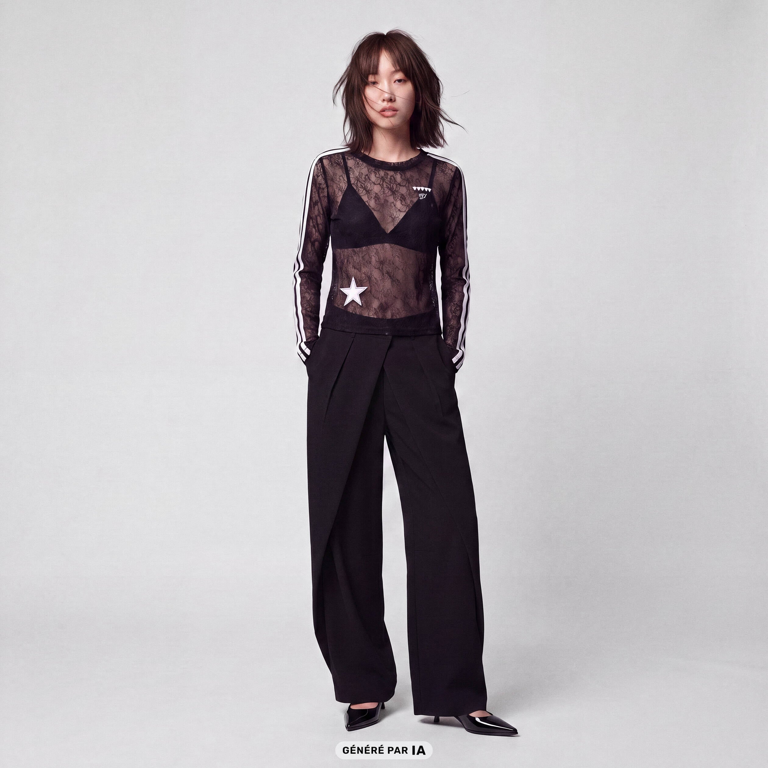 Pantalon coupe large noir