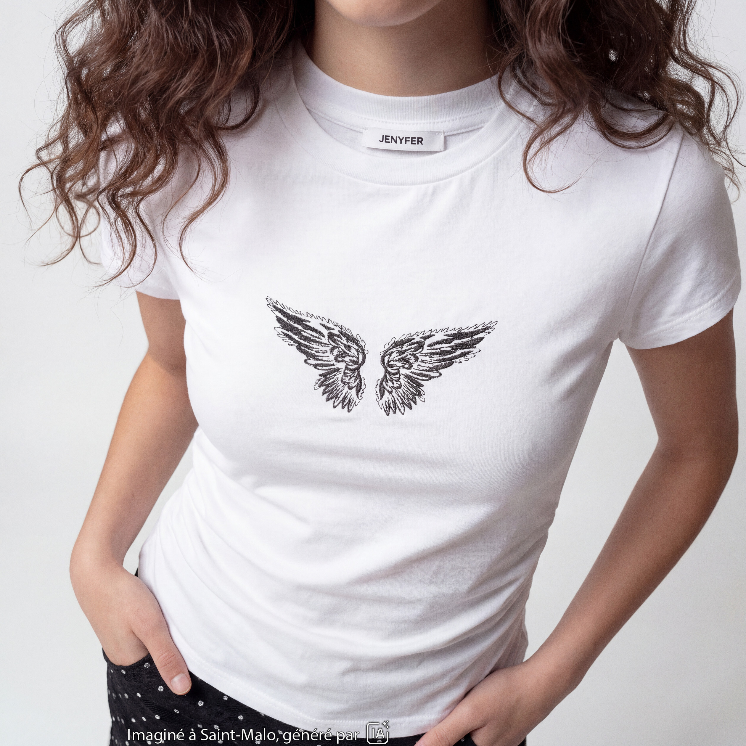 T-shirt droit court manches courtes blanc