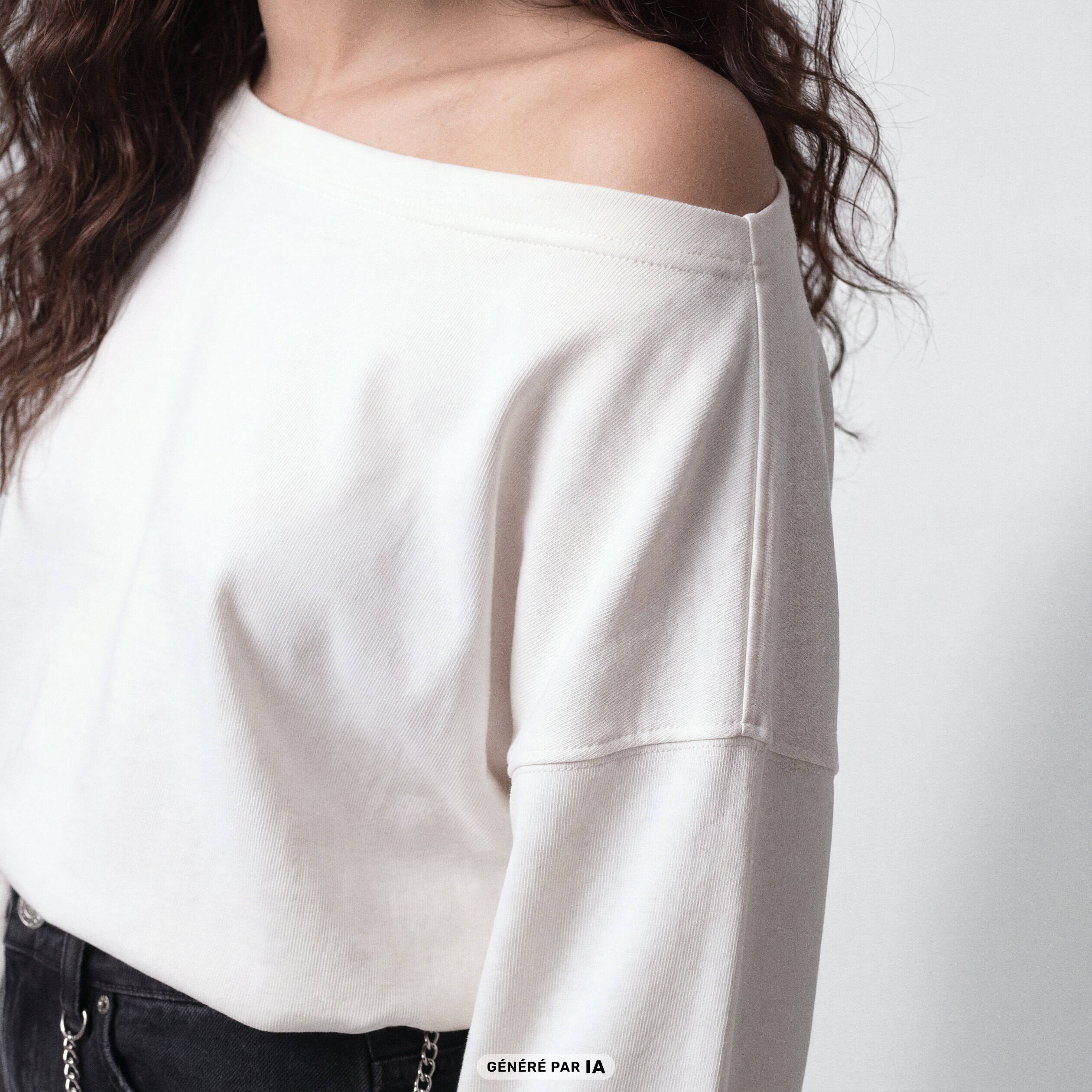T-shirt cropped bas resserr&eacute; ecru