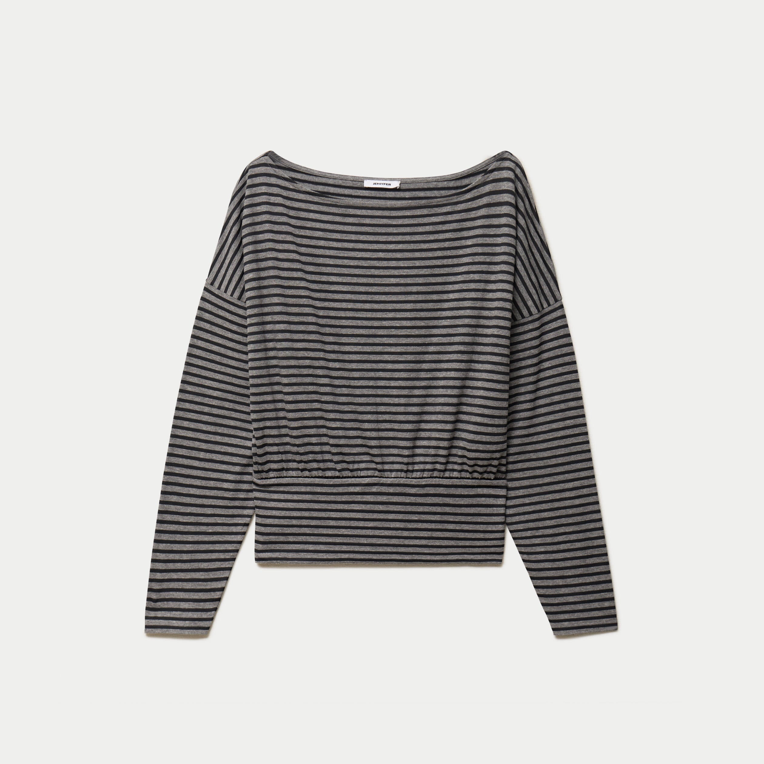 Top col bateau manches longues noir