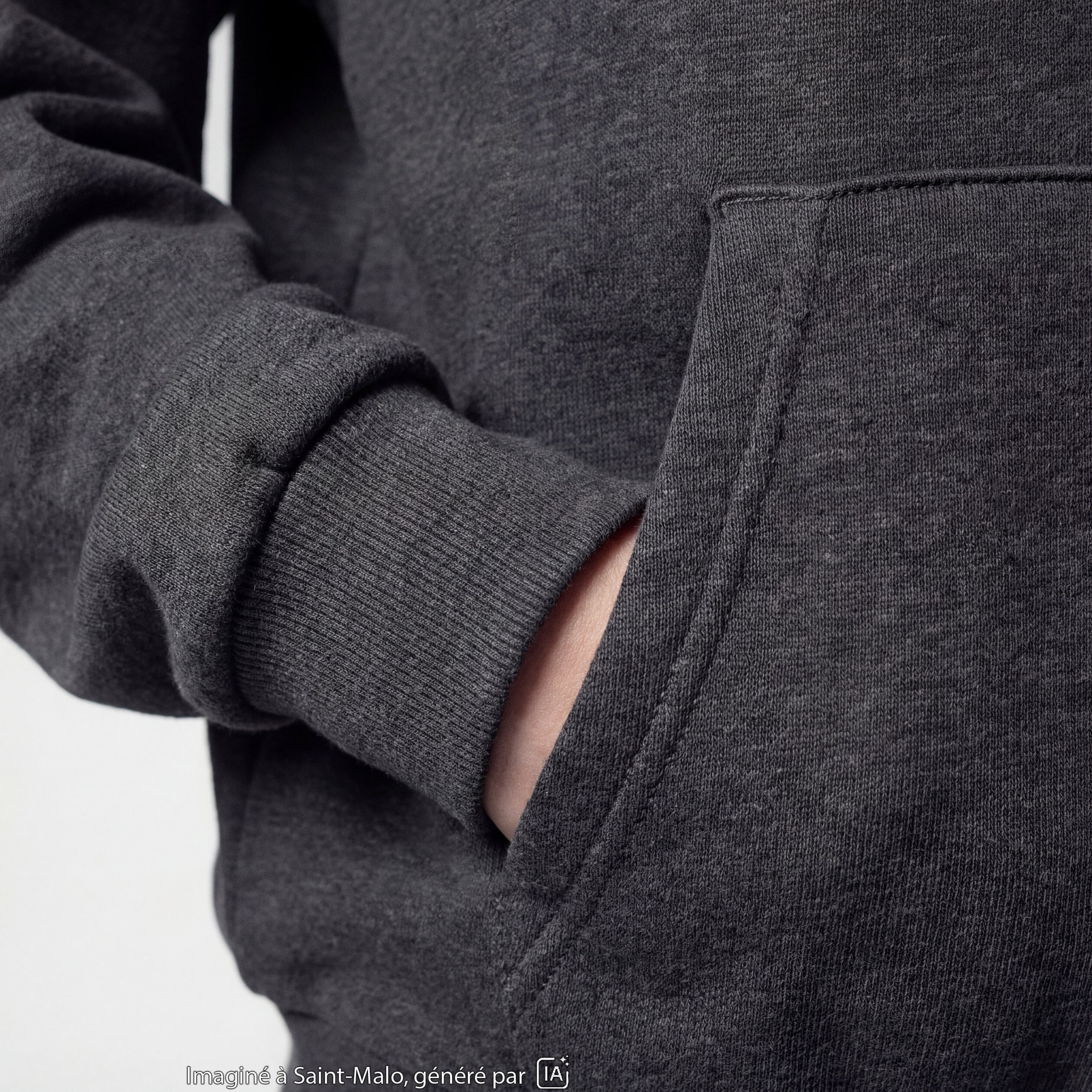 Sweat &agrave; capuche manches longues gris