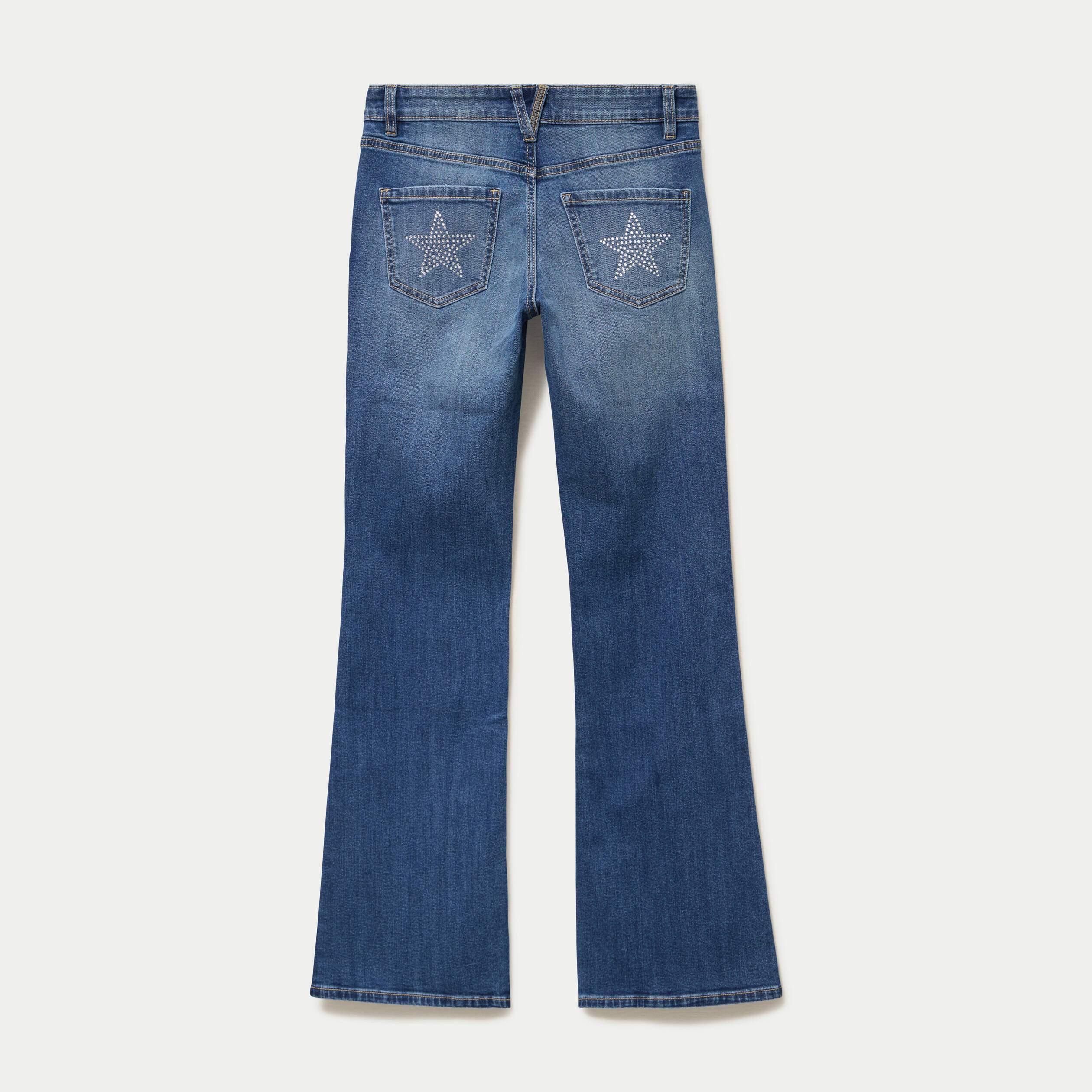 Jean bootcut taille basse denim double stone ado