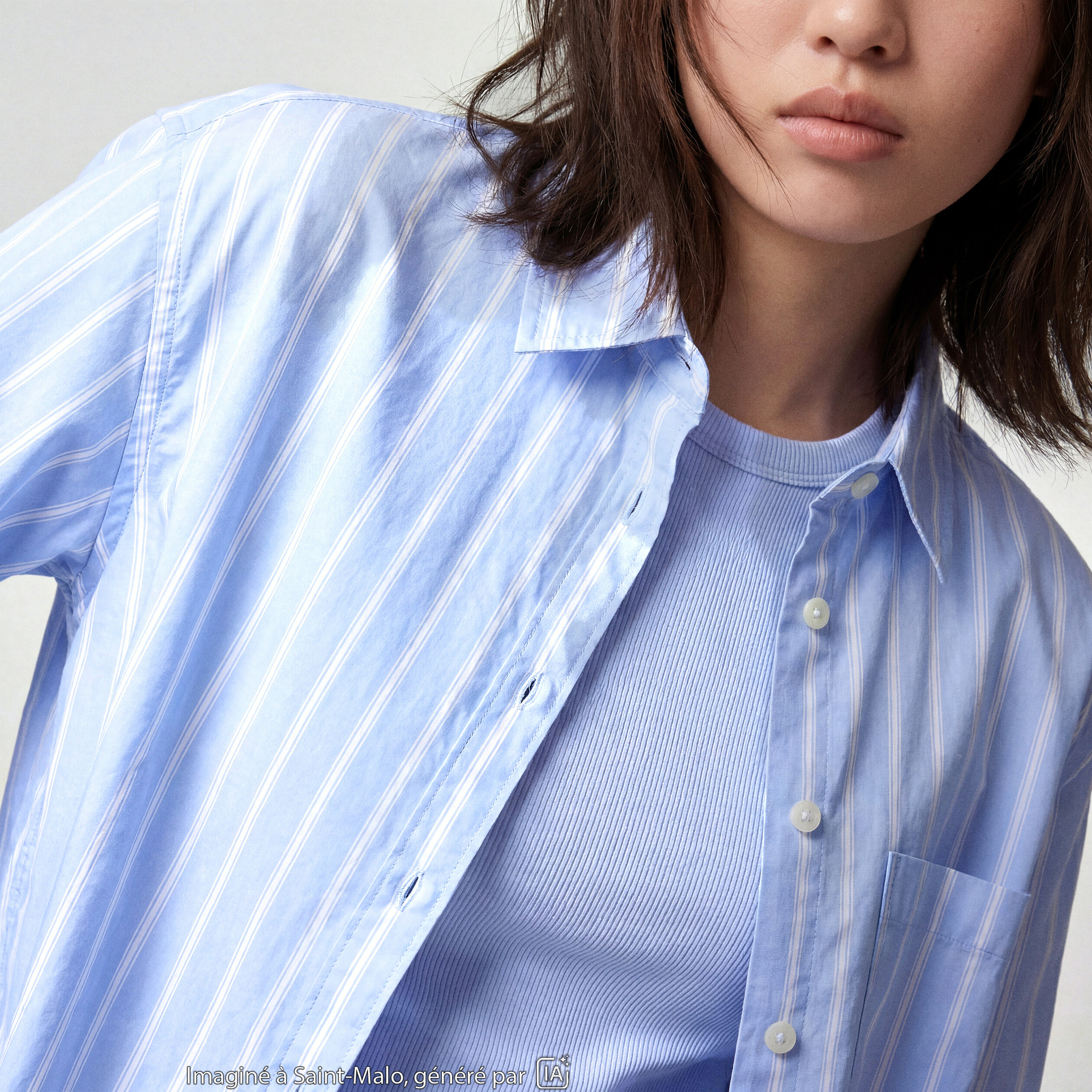 Chemise oversize longue 2-en-1 bleu ciel