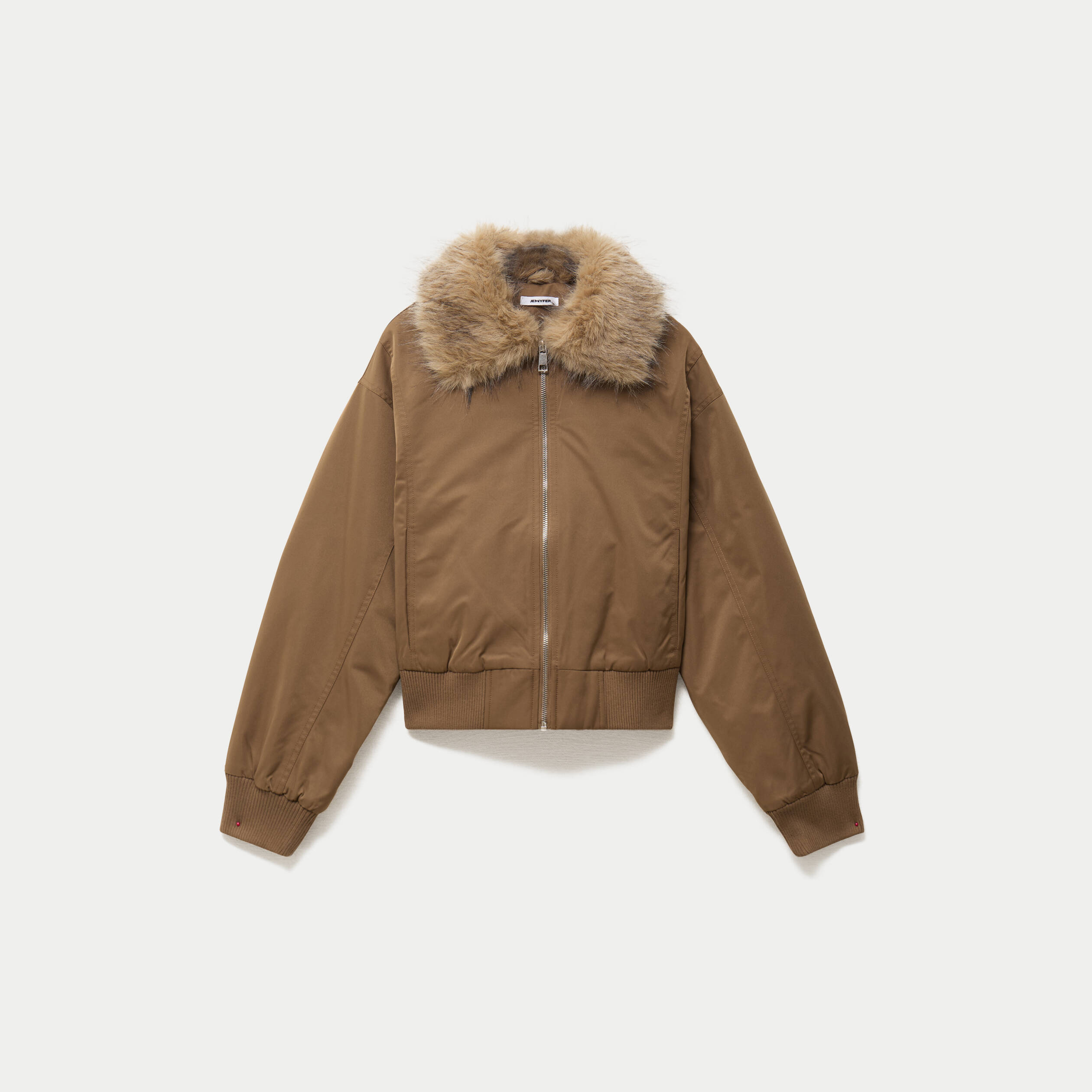 Bomber oversize court fausse fourrure taupe