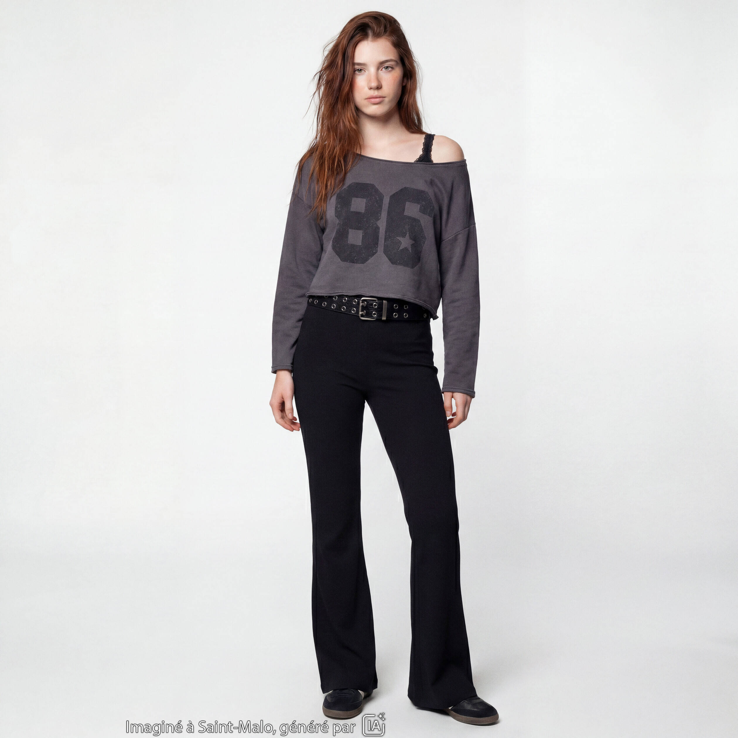 Pantalon flare stretch taille standard noir