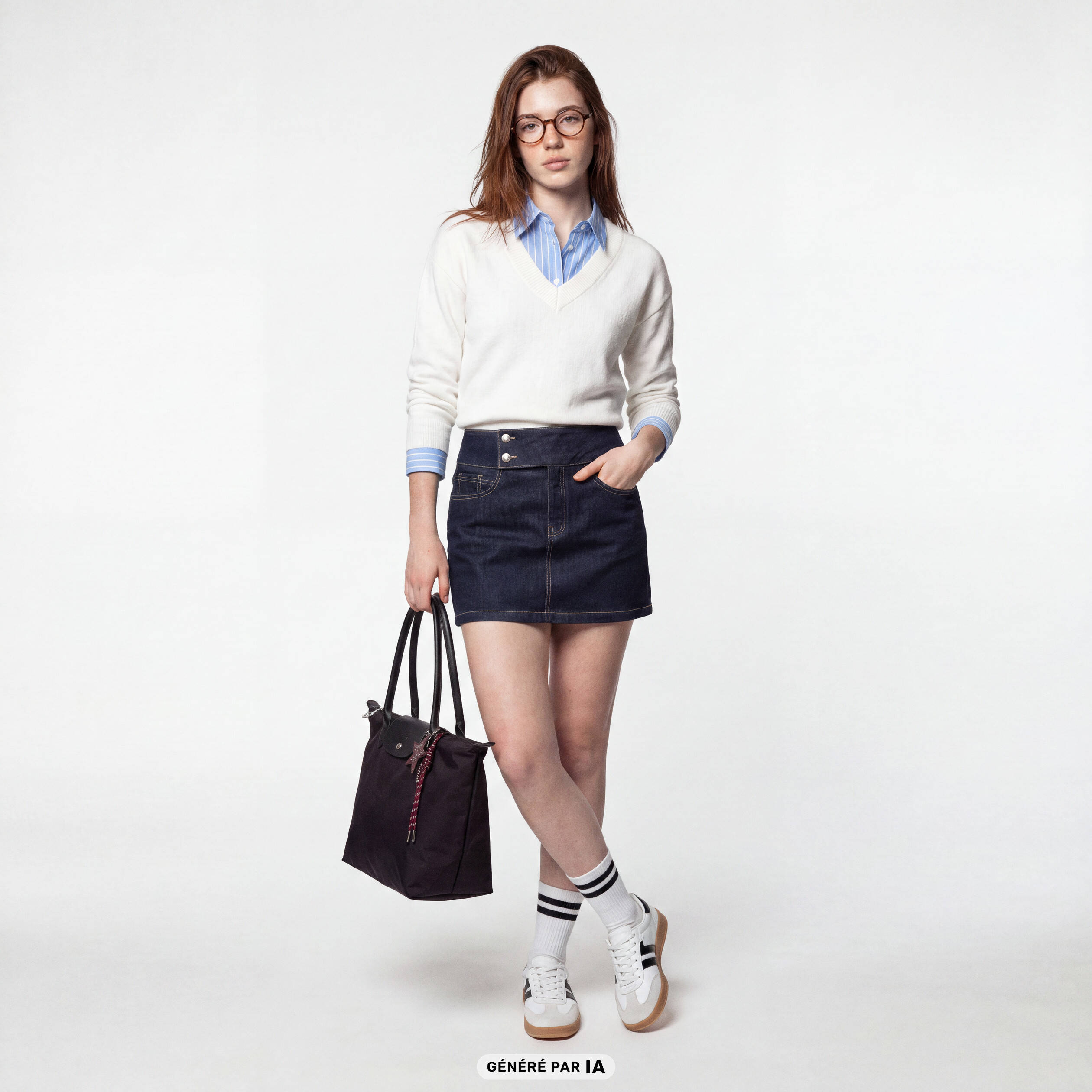 Jupe-short courte en jean denim brut ado