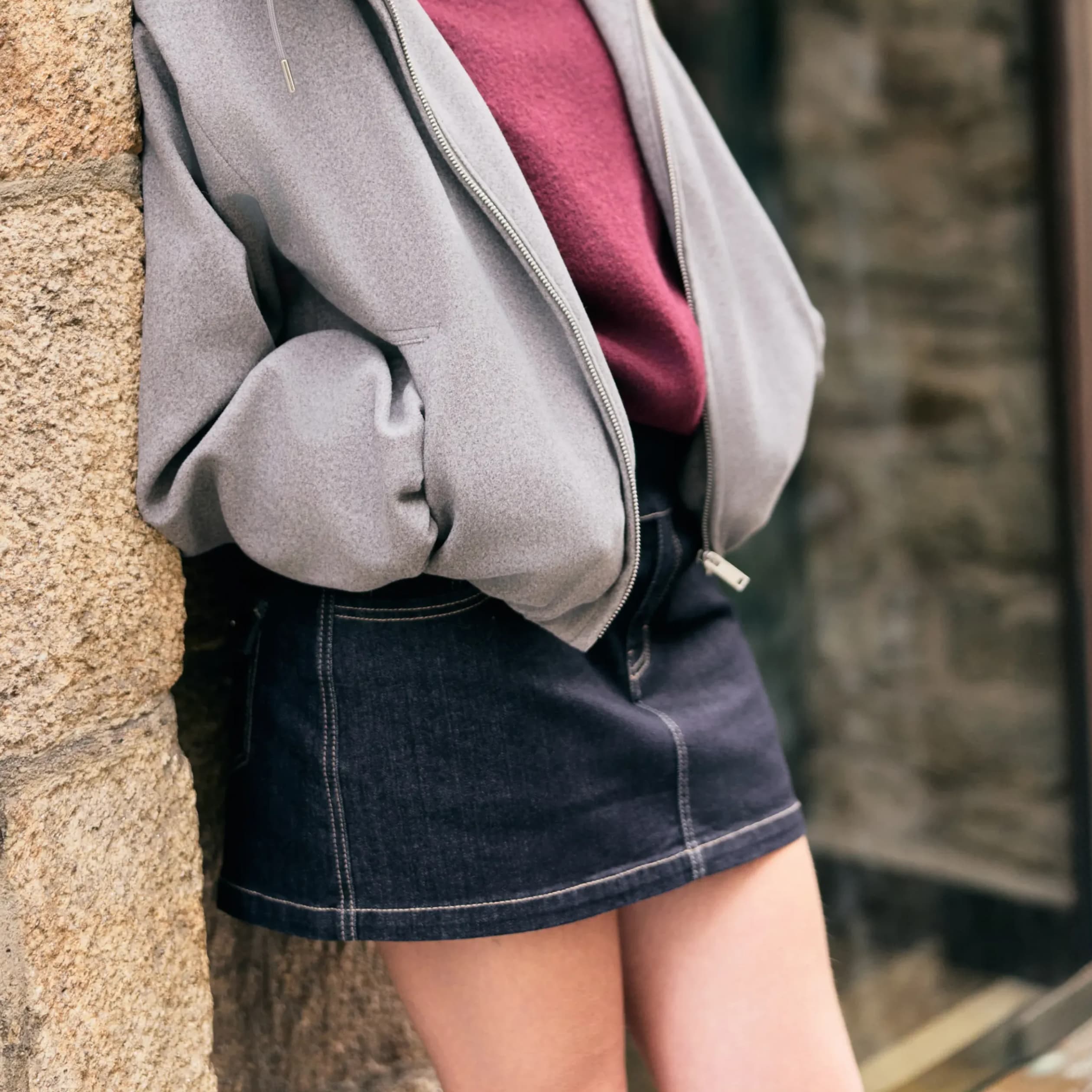 Jupe-short courte en jean denim brut