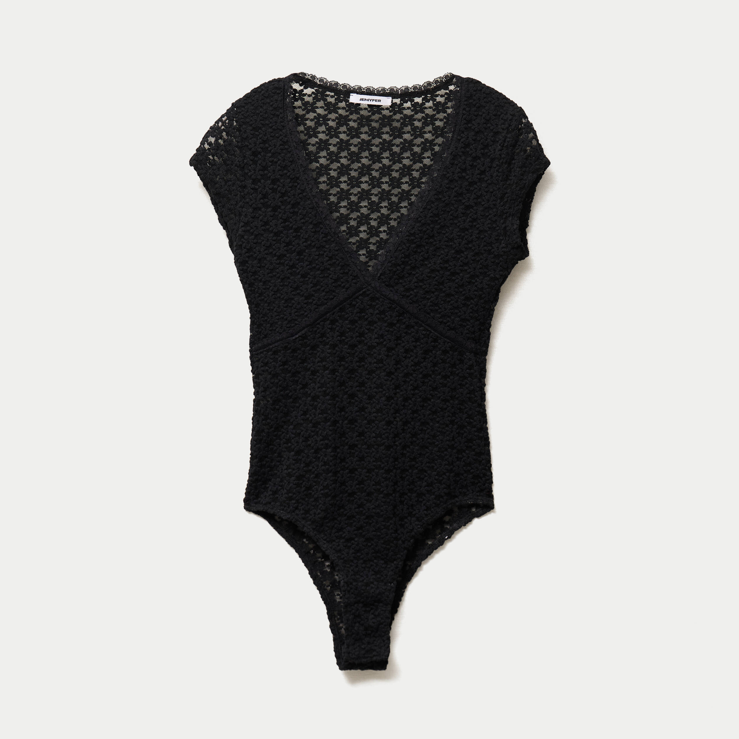 Body ajust&eacute; d&eacute;collet&eacute; en dentelle noir ado