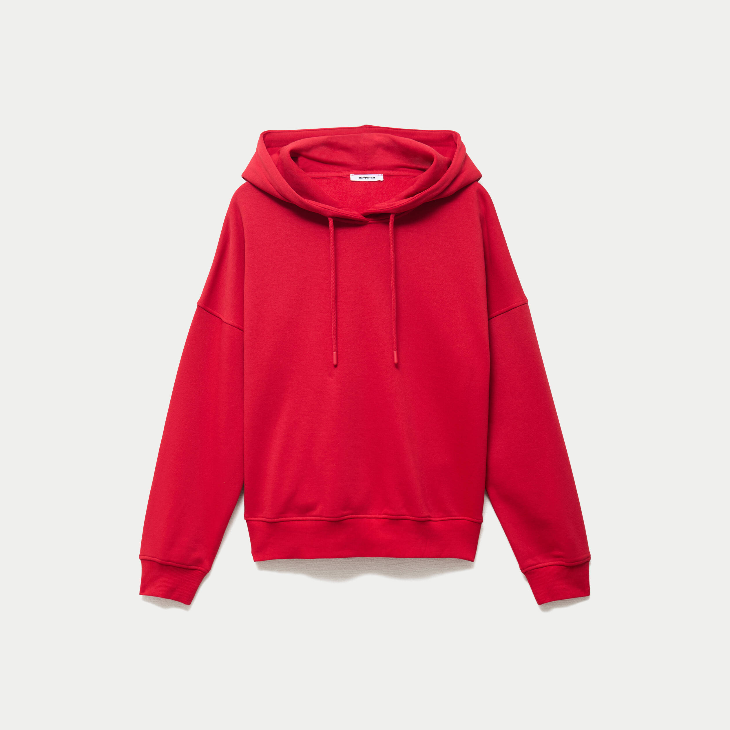 Sweat oversize &agrave; capuche manches longues rouge