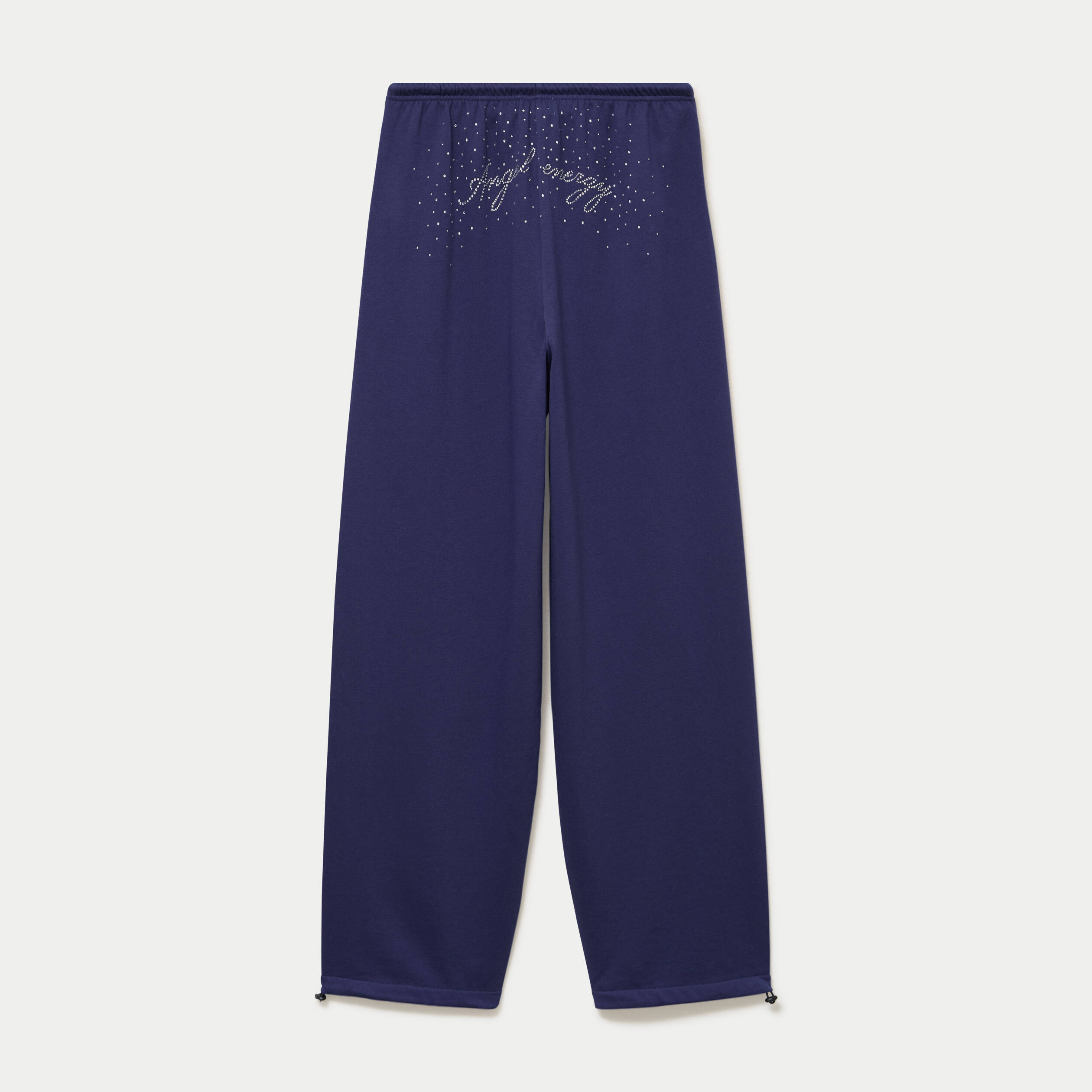 Jogging large &agrave; strass bleu marine