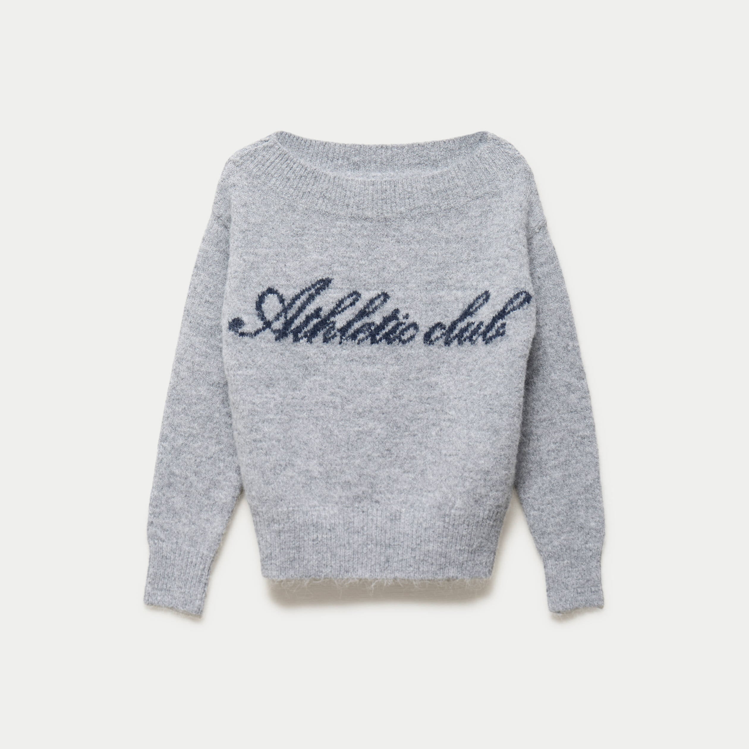 Pull col rond manches longues gris fonc&eacute;