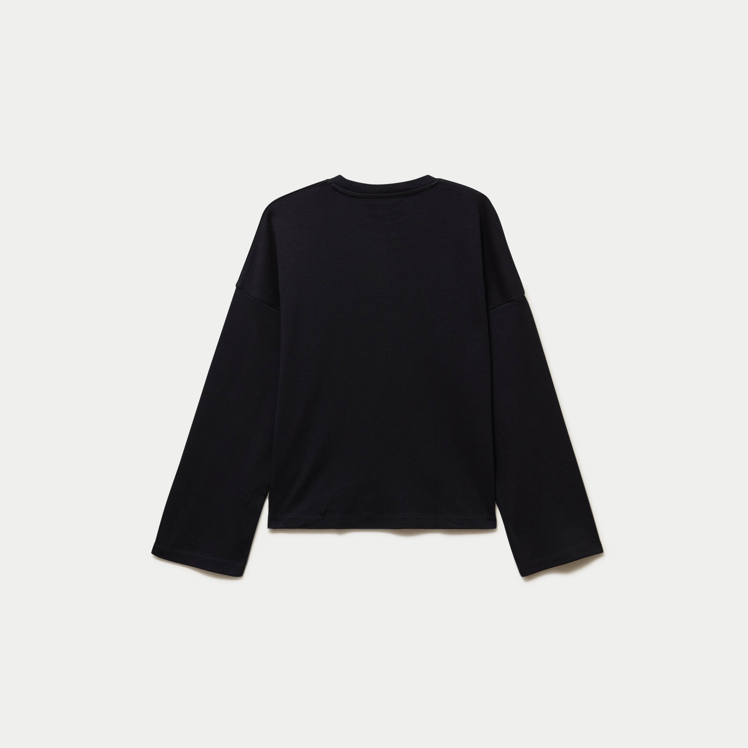 T-shirt ample col rond manches longues noir