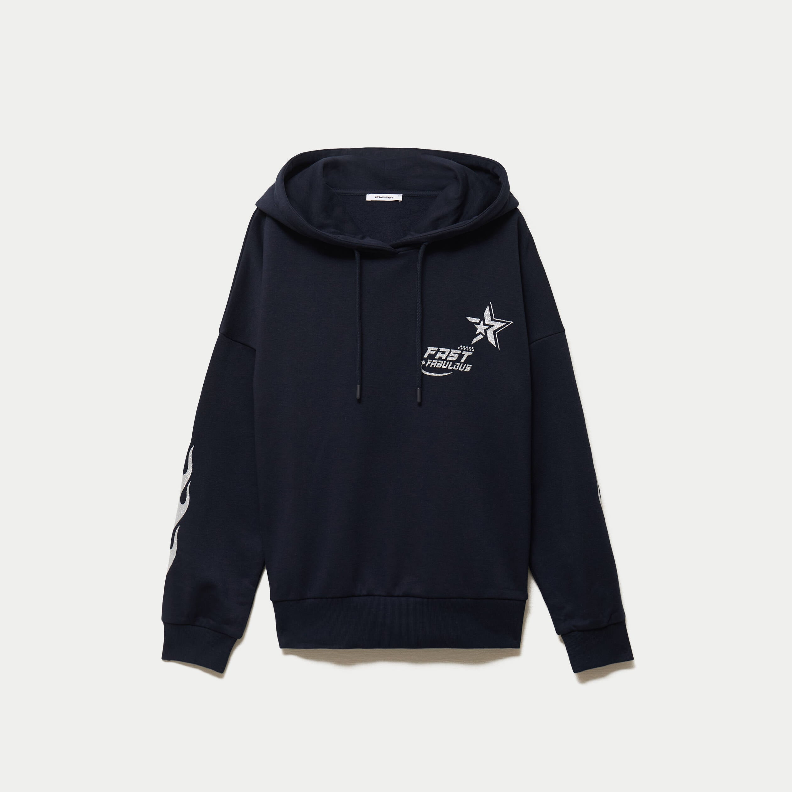 Sweat &agrave; capuche manches longues bleu marine