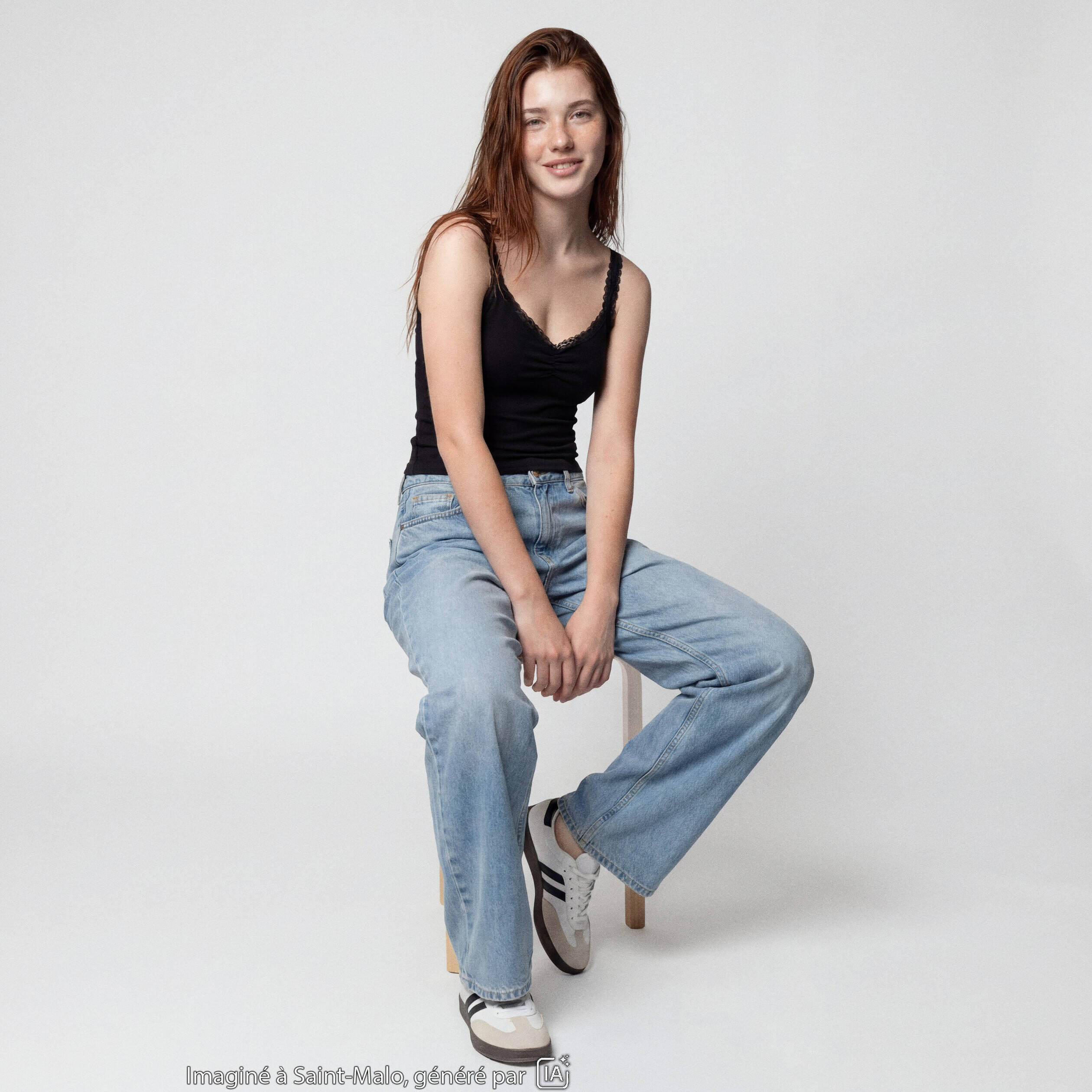 Jean Lenny wide leg standard denim triple stone