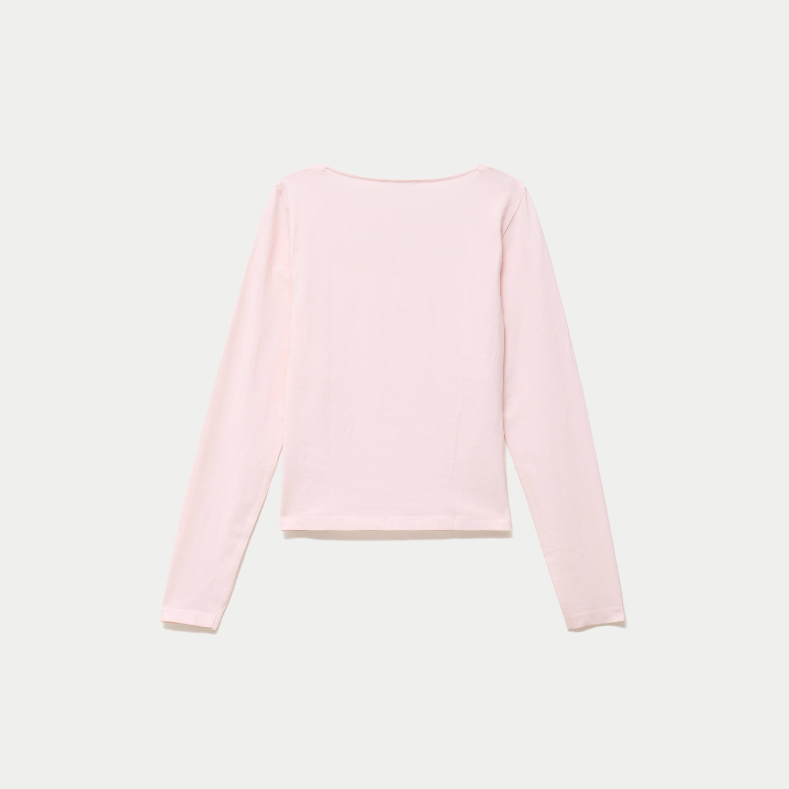 T-shirt ajust&eacute; d&eacute;collet&eacute; manches longues rose clair