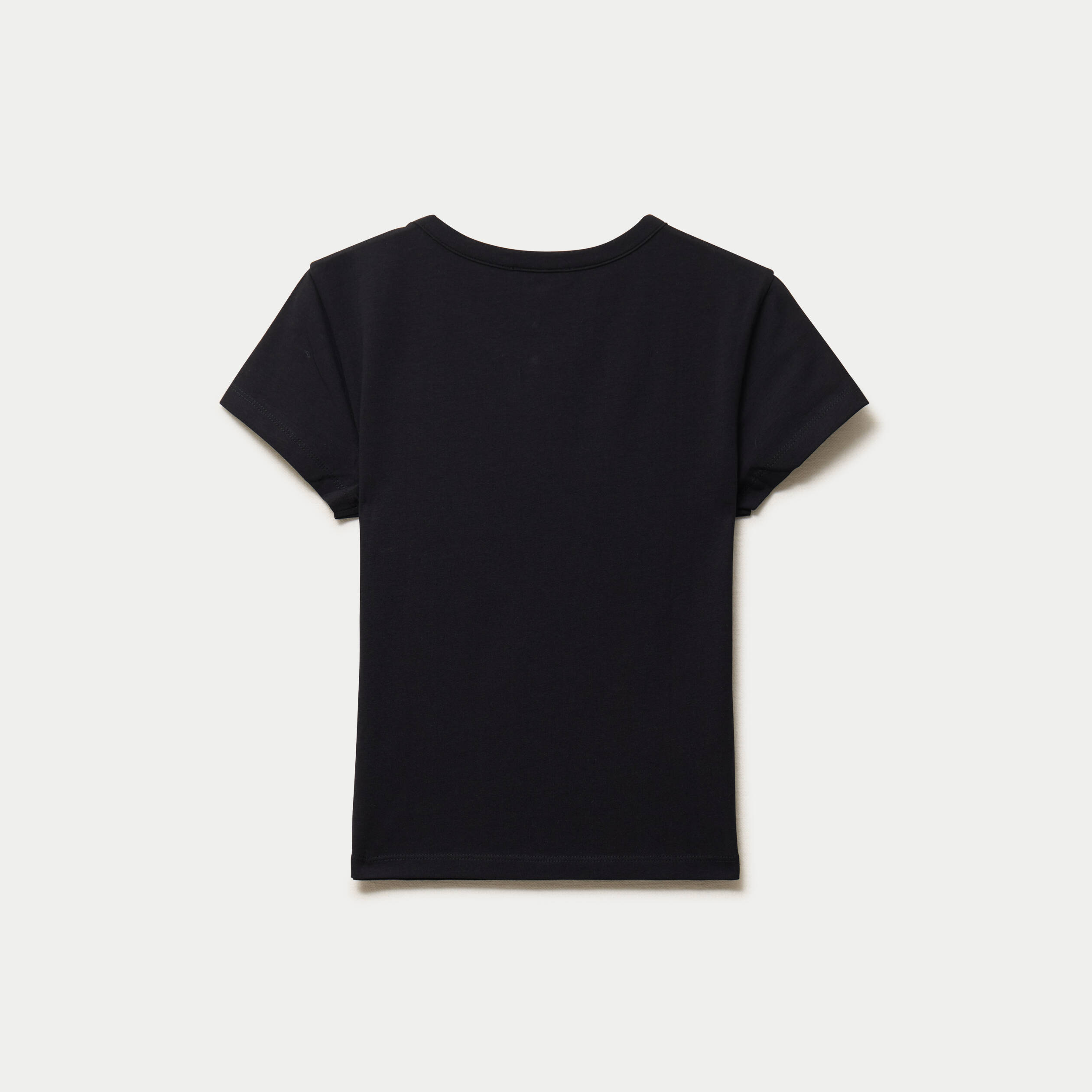 T-shirt ajust&eacute; col rond manches courtes noir