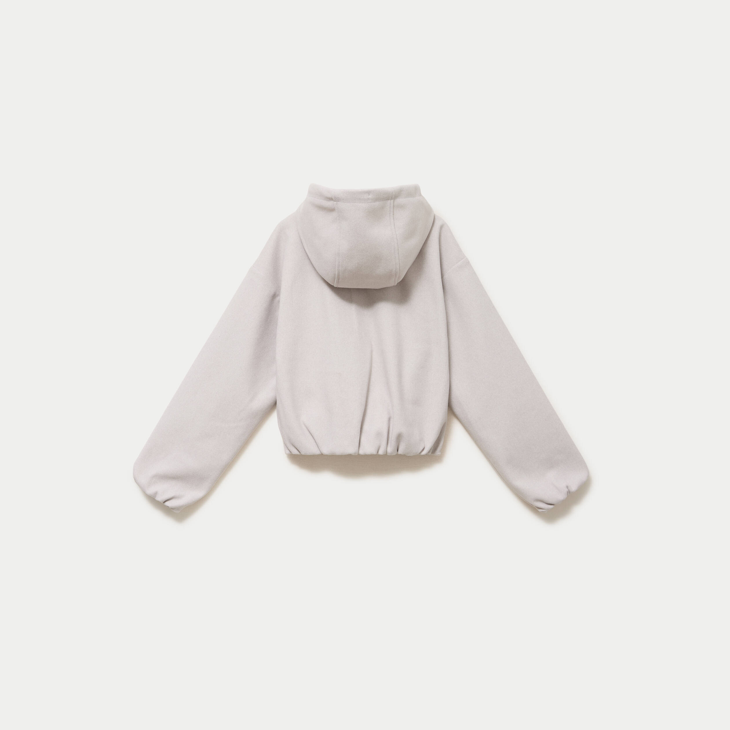 Blouson cropped effet boule &agrave; capuche beige